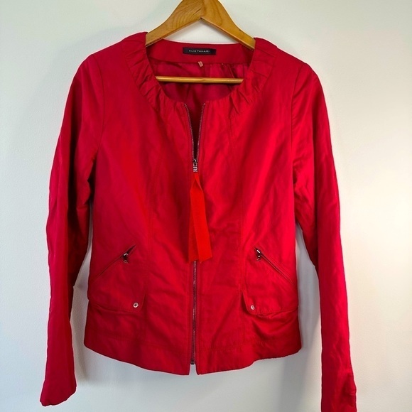 EUC Elie Tahari Zaria Red Fitted Zip Up Jacket - Picture 4 of 12